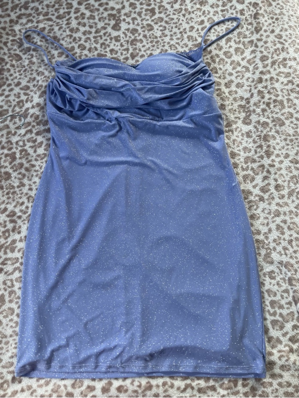 Sparkle Sheath Slip Dress in Dusty Blue